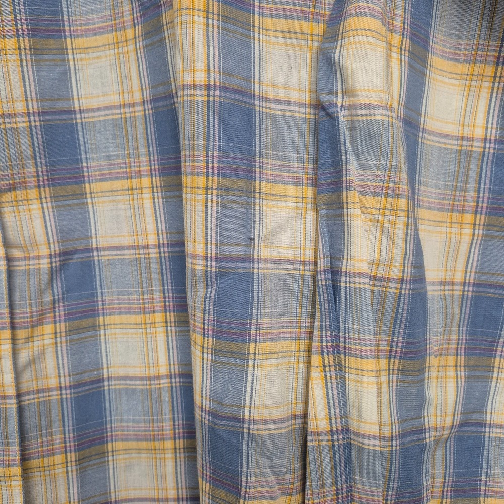 Wrangler Womens L Western Plaid Pearl Snap Shirt Long Sleeve Blue Yellow Cowgirl - Picture 5 of 8
